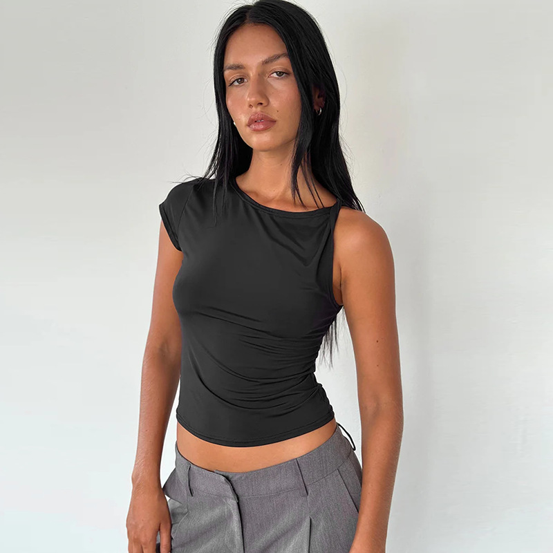 Special Offer - Crew Neck Irregular Short-Sleeve Solid Color T-Shirt-10 - Image 4