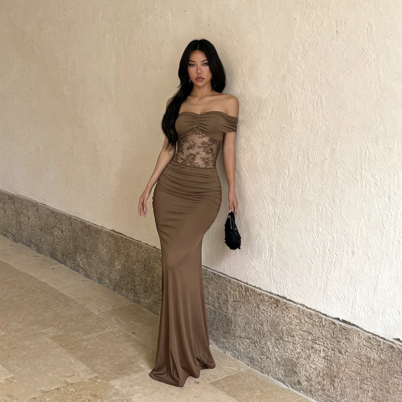 Custom-made sexy lace off-shoulder bodycon skirt - 300