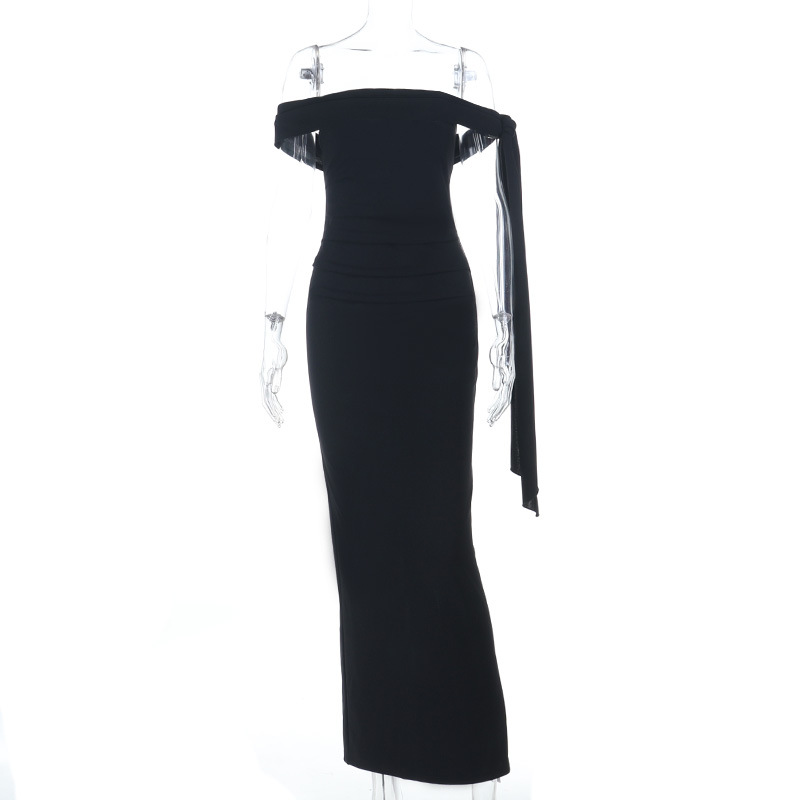 Custom-made off-the-shoulder sexy slit ribbon dress - 115 - Image 4